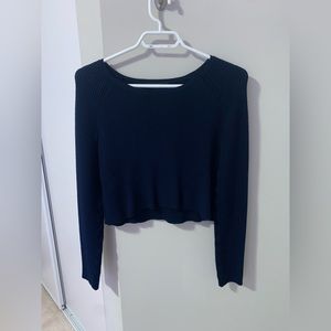Blue White House black market cropped knit sweater
